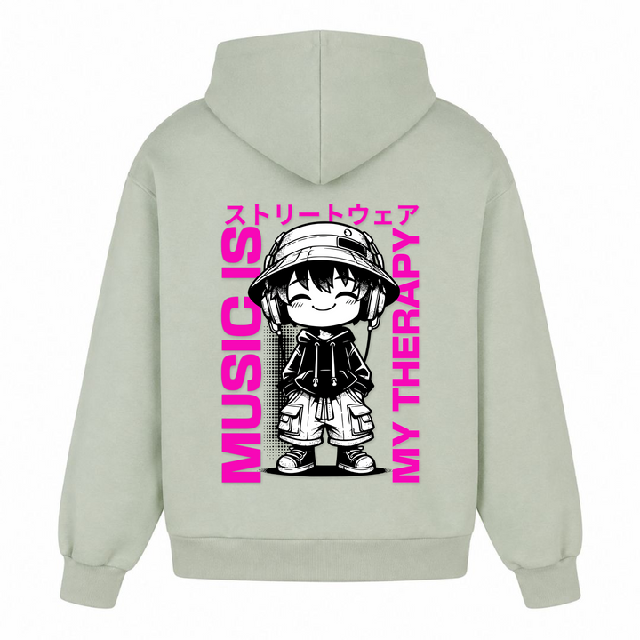 Music is my Therapy - Oversized Hoodie - light asphalt - Rueckseite