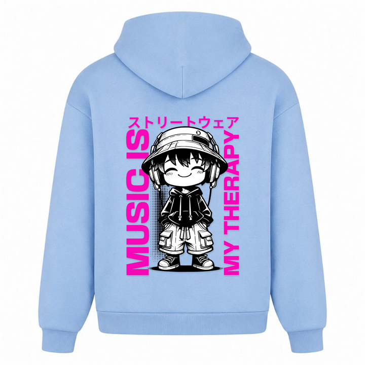 Music is my Therapy - Oversized Hoodie - powder blue - Rueckseite