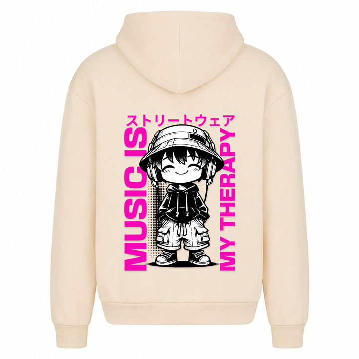 Music is my Therapy - Oversized Hoodie - White Sand - Rueckseite