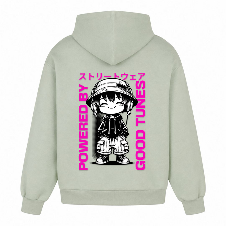 Powered by good tunes - Oversized Hoodie - light asphalt - Rueckseite