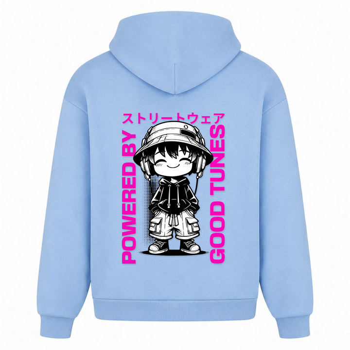 Powered by good tunes - Oversized Hoodie - powder blue - Rueckseite