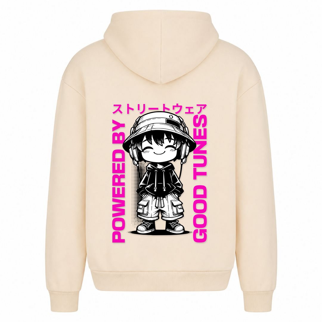 Powered by good tunes - Oversized Hoodie - White Sand - Rueckseite