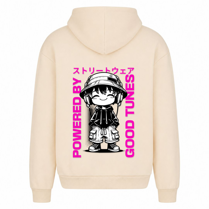 Powered by good tunes - Oversized Hoodie - White Sand - Rueckseite