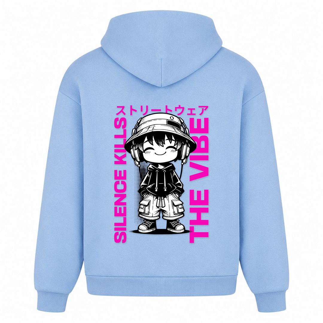 Silence kills the Vibe - Oversized Hoodie - powder blue - Rueckseite