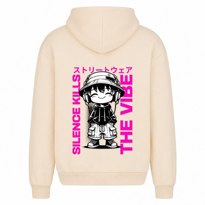 Silence kills the Vibe - Oversized Hoodie - White Sand - Rueckseite